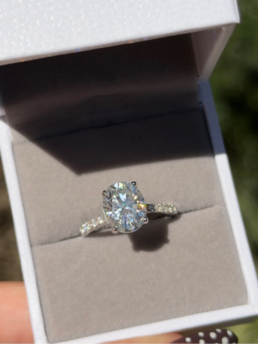 3ct oval cut real moissanite VVS1 engagement or promise ring